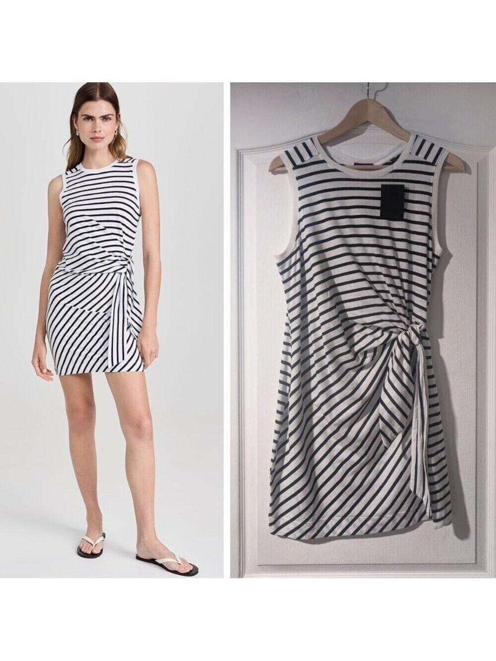 ATM Anthony Thomas Melillo | Classic Jersey Stripe Sleeveless Twist Dress